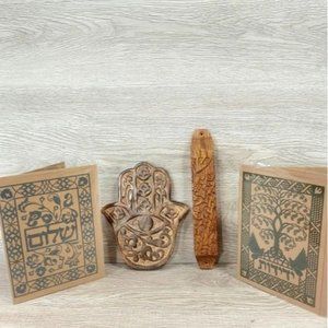 Judaica Gift Set 2 Greeting Cards Mezuza Hamsa Holidays Jewish Shana Tova Bless